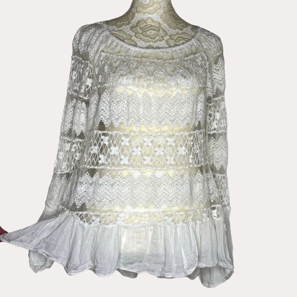 Nana Nucci Firenze Boho Lace Peplum Top Blouse White S? bv - Picture 3 of 8